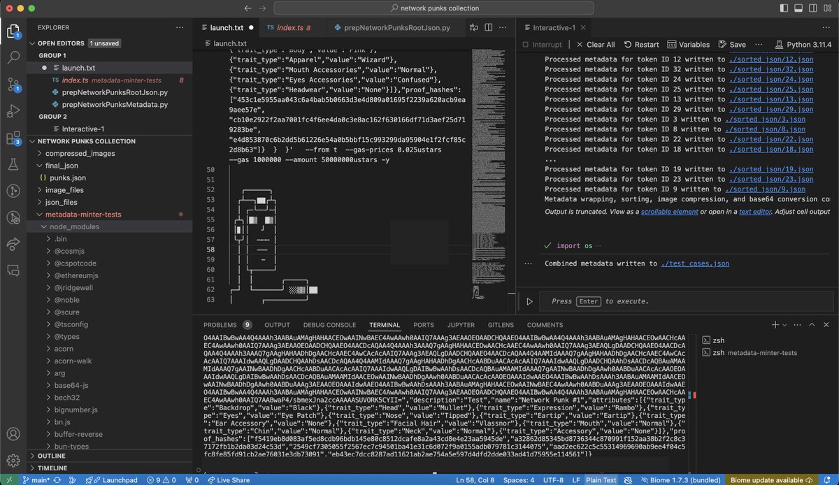HeadmasterBerny's tweet image. Prepping on-chain metadata scripts for @NetworkPunks.