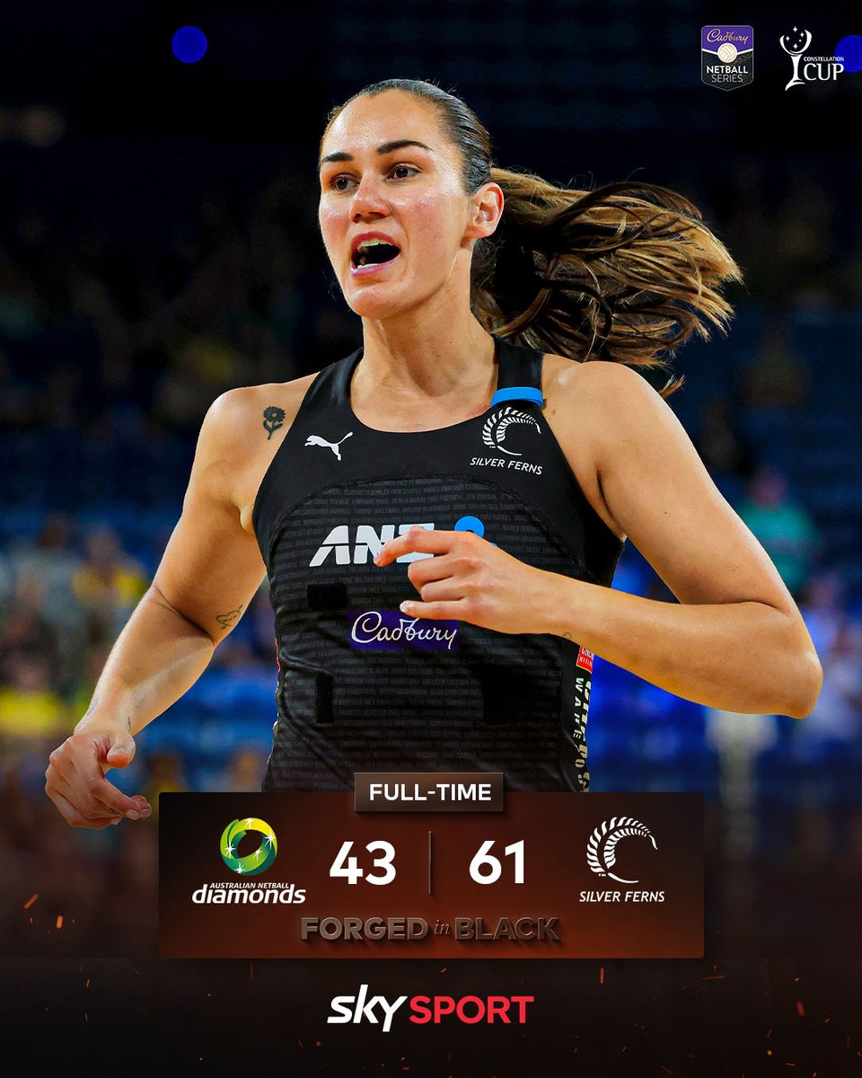 skysportnz's tweet photo. For just the 3rd time the Silver Ferns have won the Constellation Cup 🏐 🎉 

#ForgedInBlack https://t.co/7nhFMzaZen