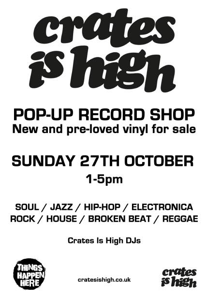 Quality used and second-hand vinyl at the Crates Is High Pop-Up Record Shop at nearby Things Happen Here venue in Dartington today. 1PM - 5PM 🎚️