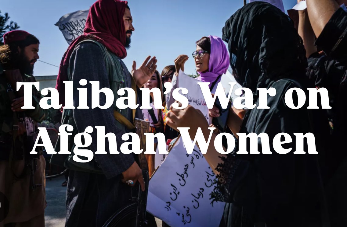 🧵 The Taliban’s latest rule forbids women from speaking to one another, adding to a long list of restrictions. Afghan women face numerous restrictions on education, employment, travel, public spaces, and sports, further erasing them from public life. Here are some key bans: