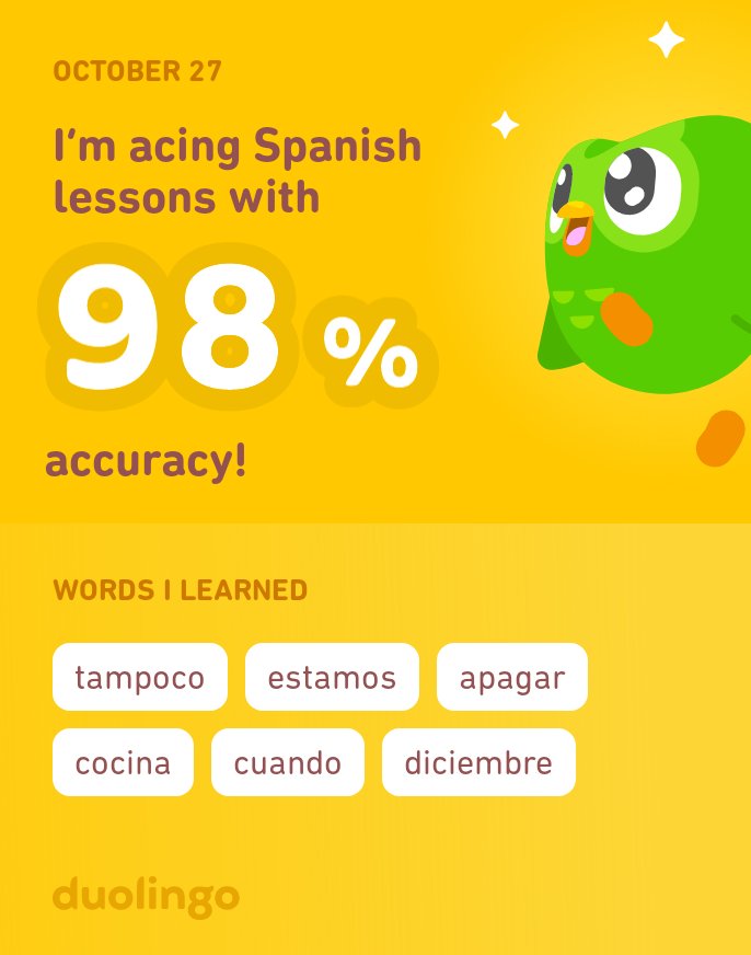 DefapTech's tweet image. I’m learning Spanish on Duolingo! It’s free, fun, and effective.