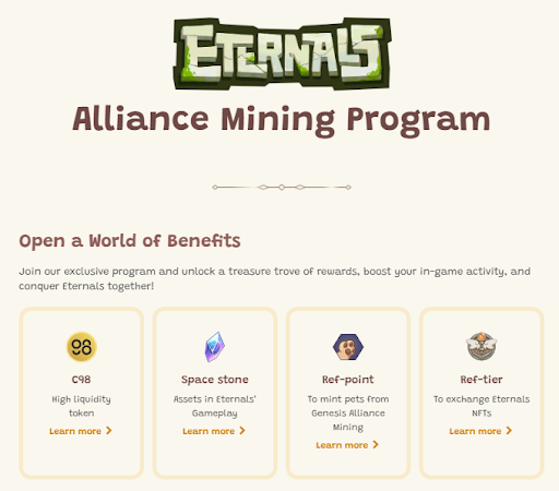 Optimus_VX's tweet image. 2/ The Alliance Mining program even lets you boost your earnings by inviting friends. 

Whether you want passive income or more active gameplay, Eternals makes it easy to grow your portfolio. #PlayToEarn #AllianceMining