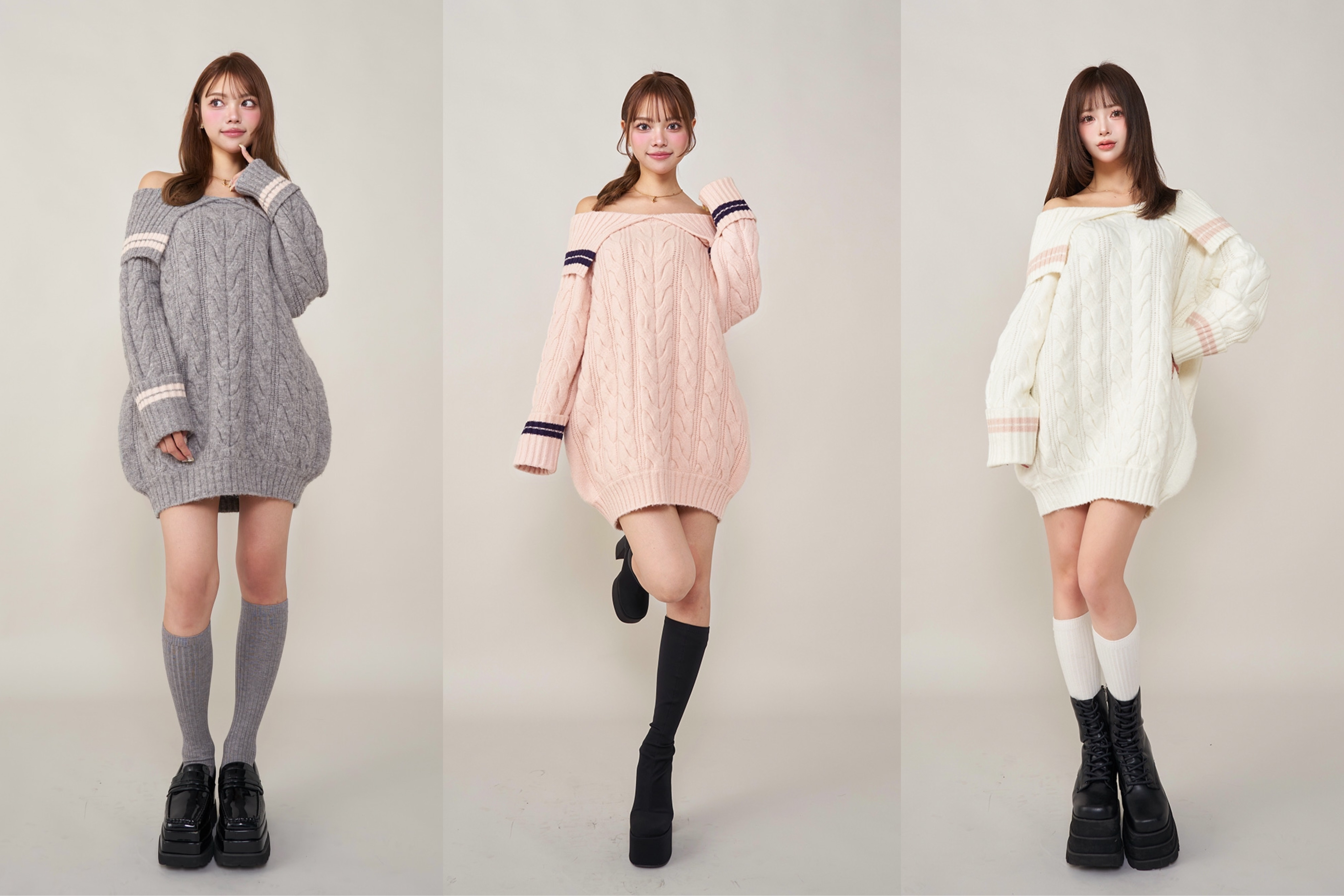 ダーリッチ　オフショルラインニットミニワンピース Darich（ダーリッチ）の「オフショルラインニットミニワンピース