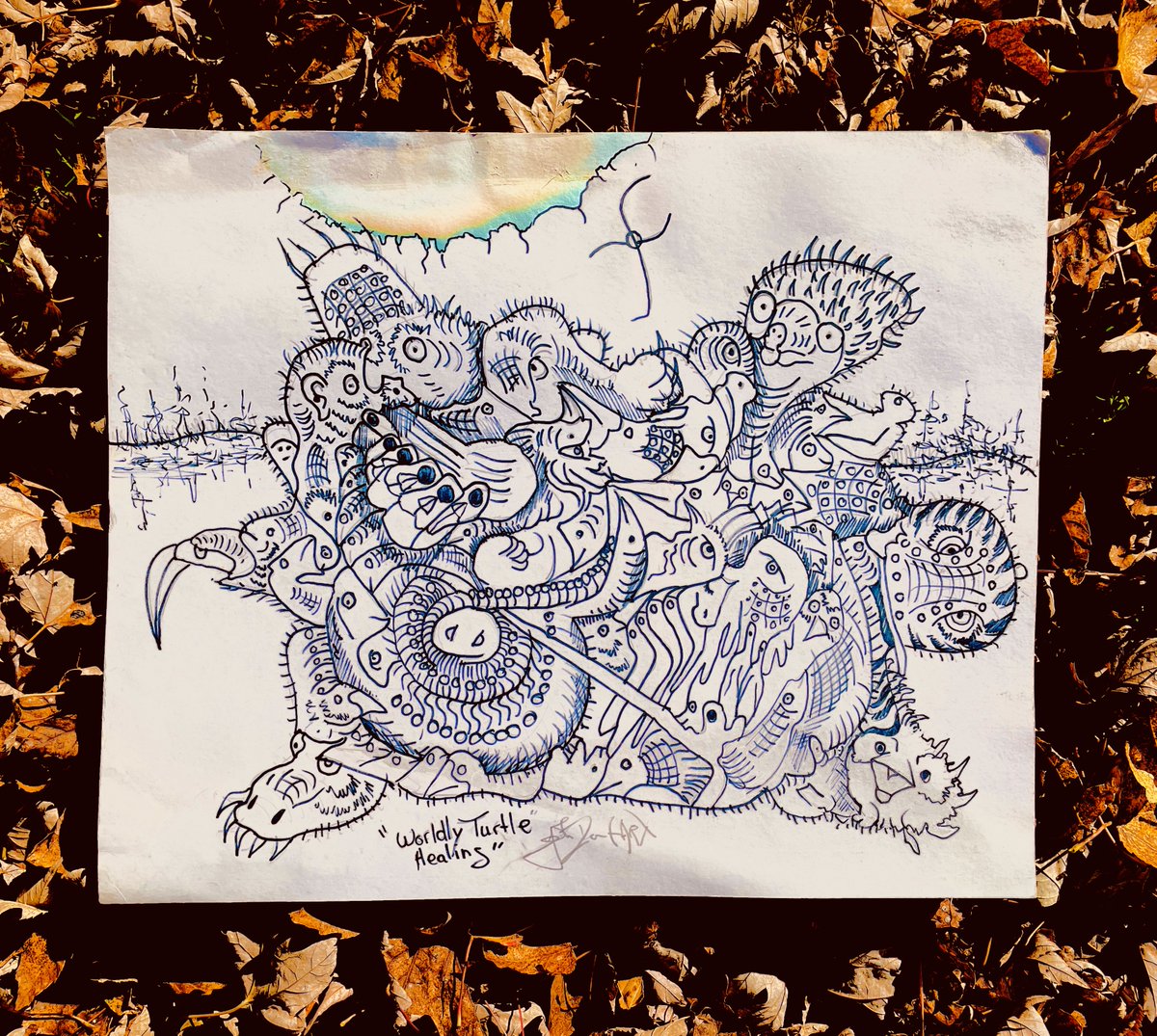 Hartradio's tweet photo. " Worldly Healing Turtle "

Pen sketch 14 x 16 inches

Canadian Artist John David Hart https://t.co/lEW94oQtOh