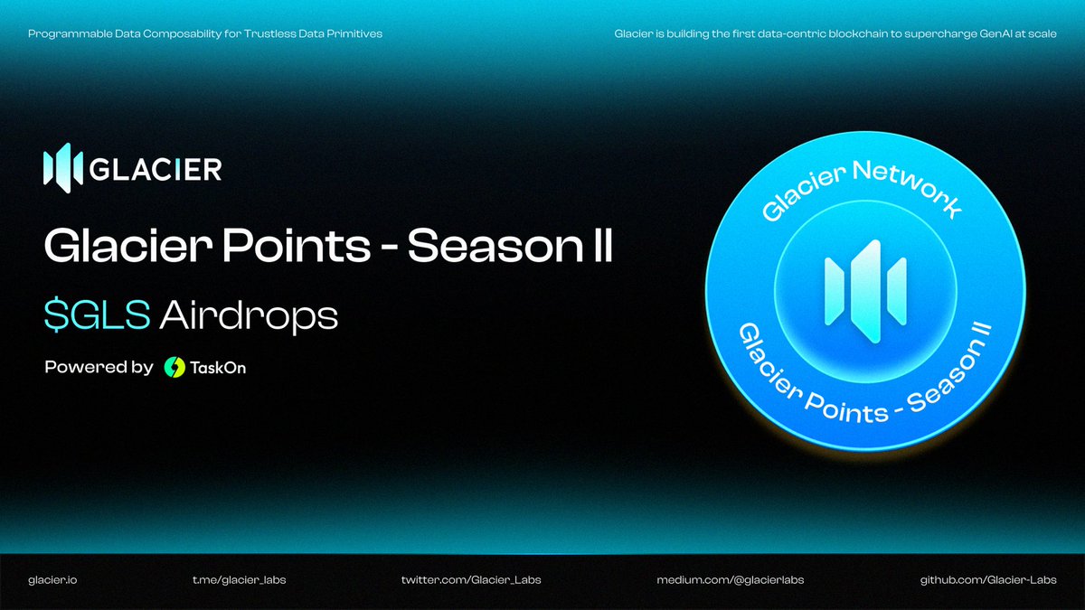 "Glacier Points System - Season II is NOW ACTIVE! 🌟🚀

👉 Sign up at glacier.run/points

✅ Interact by Conversing &amp; Voting on Chatbot-Bench  
✅ Collect your incentives on #Galxe  
✅ Encourage your pals to enjoy the excitement!

🧊 We're building the Data Layer for #AI.