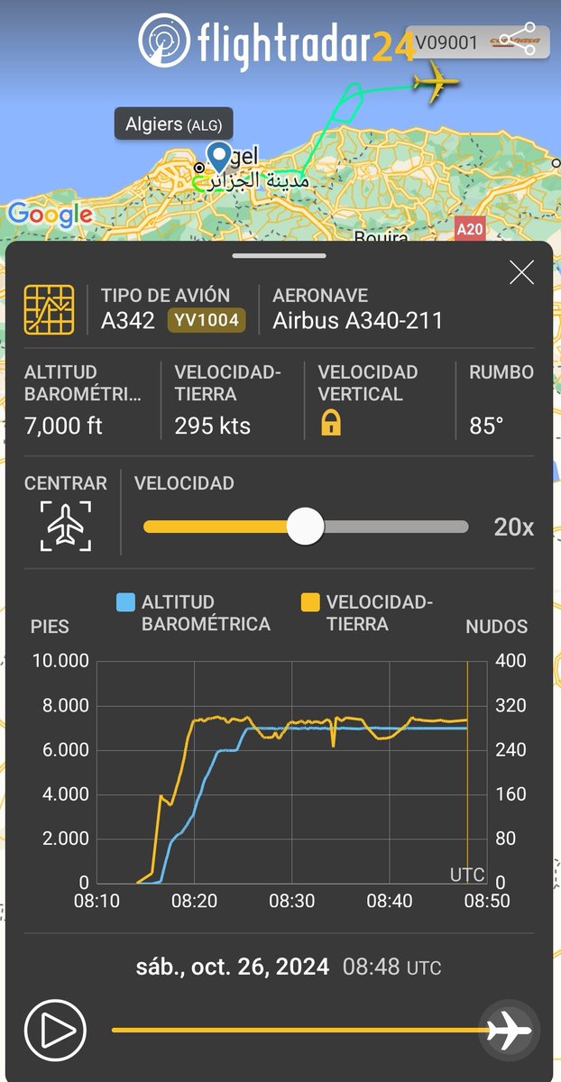 ciclbh2's tweet photo. 🔴#URGENTE
Como se puede observar
#MaduroAsesino regresó a Caracas 🇻🇪 en un avión de #AirAlgerie!
Tras avería del A340 YV1004🇻🇪
al despegar de #Argel #Argelia 🇩🇿,
que no ascendió a más de 7.000 pies
Probable despresurización?
#MaduroSecuestraNiños
#VenezuelaLibre #HastaElFinal https://t.co/ev54KYNczF