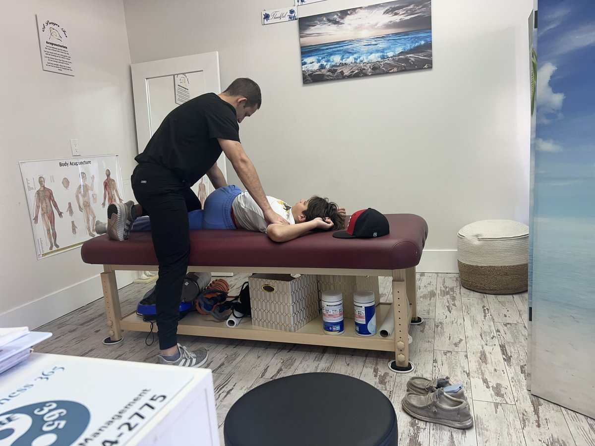 Sunday Morning Pregame Stretch and Acupuncture. Getting used to the importance of body maintenance.