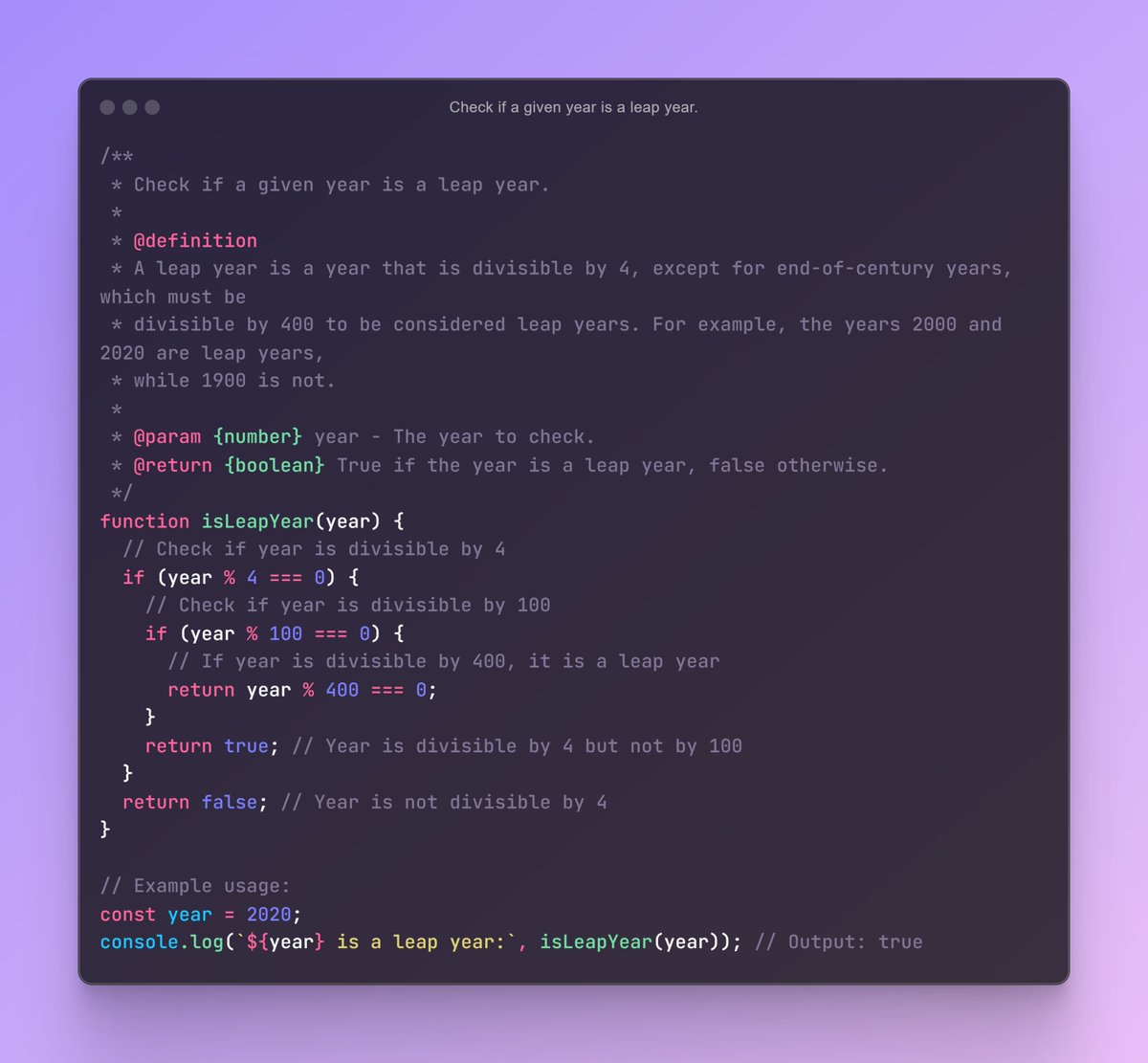 iamtazheeb's tweet image. 🌟Check if a given year is a leap year.
📝 07/08 : Basics Interview Question(s):
🎯 75 Days of Coding Interview Question (JS)
#javascriptcode #web #javascript #programming #coding #javascriptdeveloper #interviewquestion #tazheeb #tazheeb_shamsi #coding_question