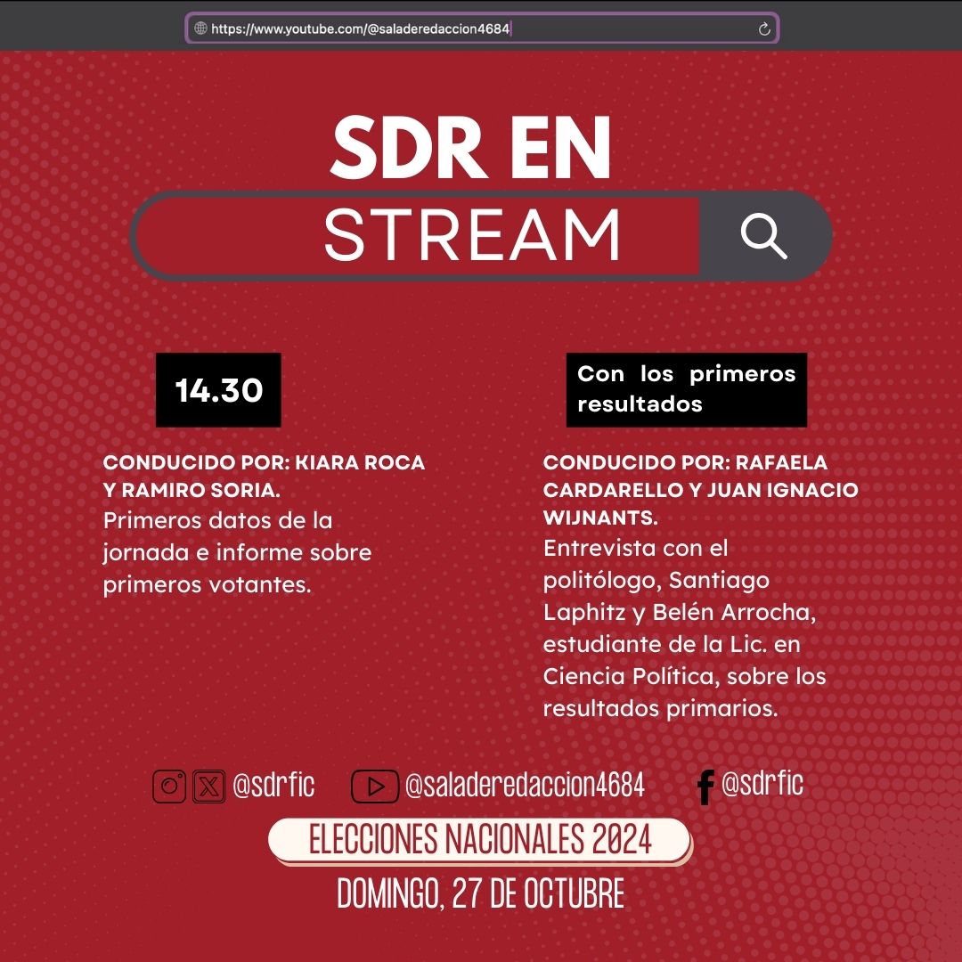 🗳️ Elecciones nacionales 2024 | ¡Sala estrena stream! 🎥

👉 A las 14:30 iniciaremos la transmisión por primera vez. Kiara Roca y Ramiro Soria presentarán los primeros datos de la jornada, y además tendremos un informe especial sobre los primeros votantes.

#InformateconSala