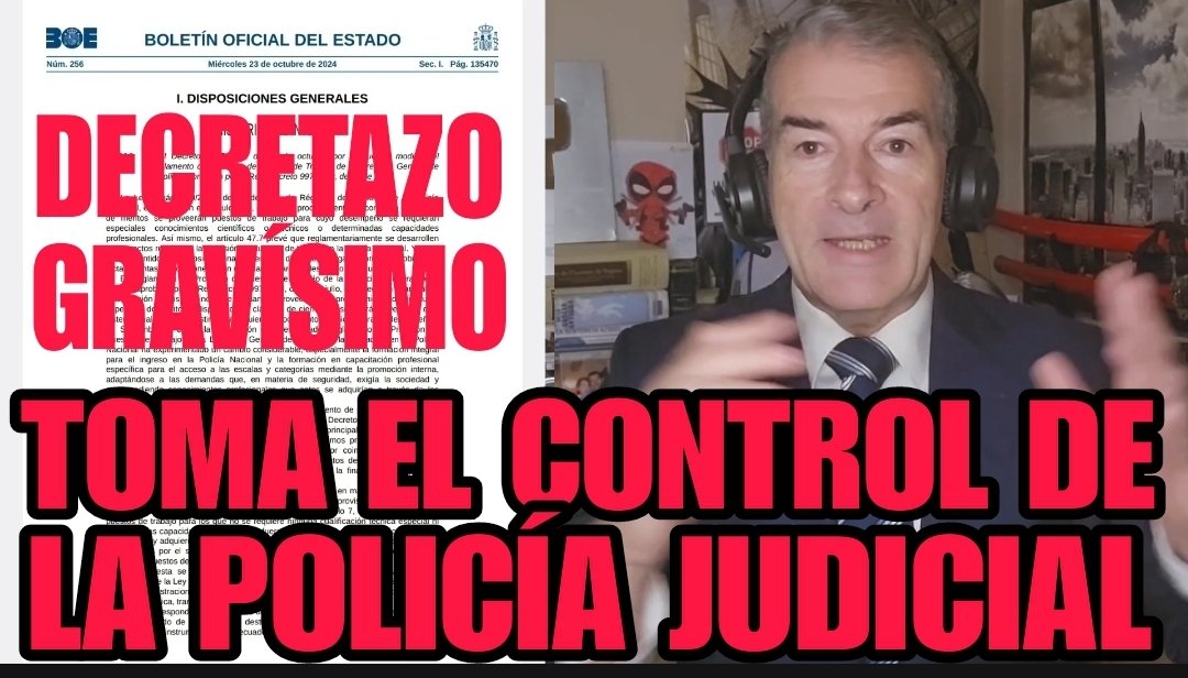 UACD_Youtube's tweet image. 🔴MUY URGENTE🔴
PEDRO SÁNCHEZ HA DICTADO UN REAL DECRETO MODIFICANDO EL MODO DE DESIGNAR A LOS MIEMBROS DE LOS PUESTOS EN LOS DIFERENTES CUERPOS POLICIALES.

EN CONCRETO SUPRIME LA LETRA d DEL ART.7 DEL RD 997/1989 LO QUE SUPONE QUE LA POLICÍA JUDICIAL (LA QUE INVESTIGA CASOS…