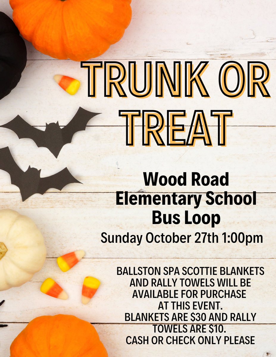 Today is the day and what a beautiful day it is!!! 
Come join us! 
If you would like to participate with your car please arrive between 12-12:30 so we can park your vehicle and you can be ready by 1 for the trick or treaters. Bring your own candy if you are bringing a trunk.