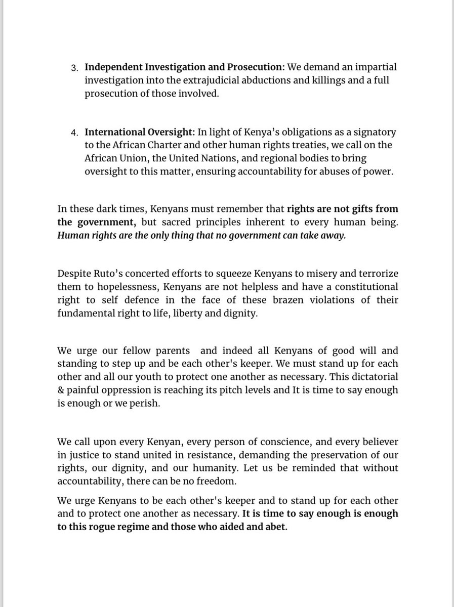 MarthaKarua's tweet photo. STATEMENT: 

A regime that finds it necessary to terrorize, abduct and murder its citizens is a regime without any moral authority to govern and needs to be forced out of power. 

#EnoughIsEnough #DrainTheSwamp #FreeBonifanceMwangi #RutoMustGo https://t.co/1rAKvFXvC0