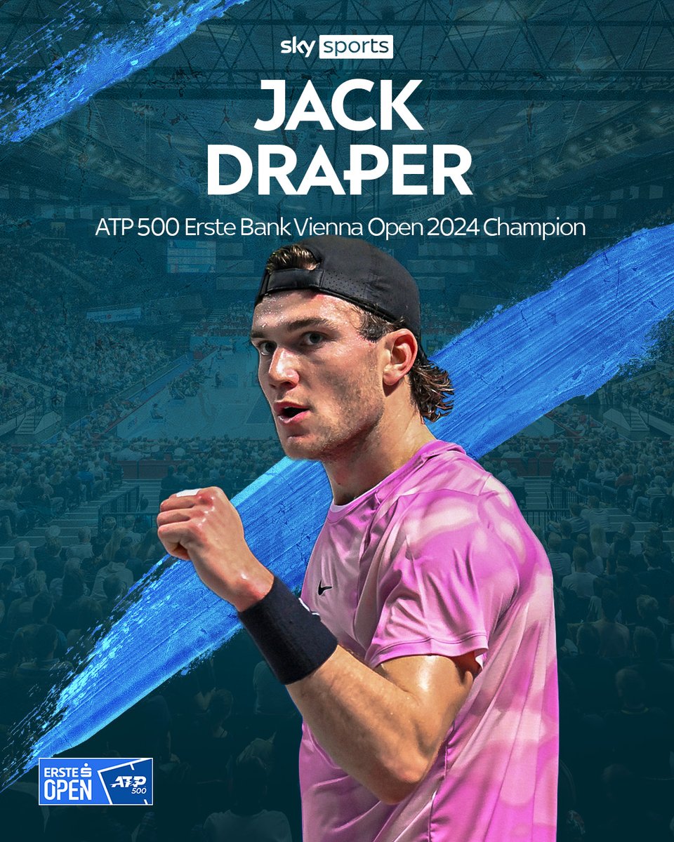 SkySports's tweet photo. Jack Draper wins the Vienna Open for first ATP 500 title, beating Karen Khachanov 6-4, 7-5! 🤩 https://t.co/KYqWgdDcXB