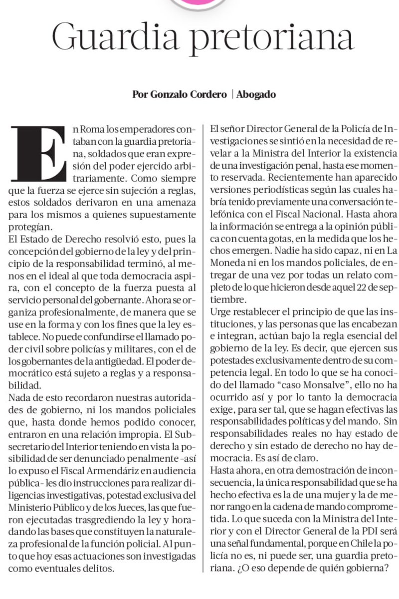 Comparto mi columna de hoy