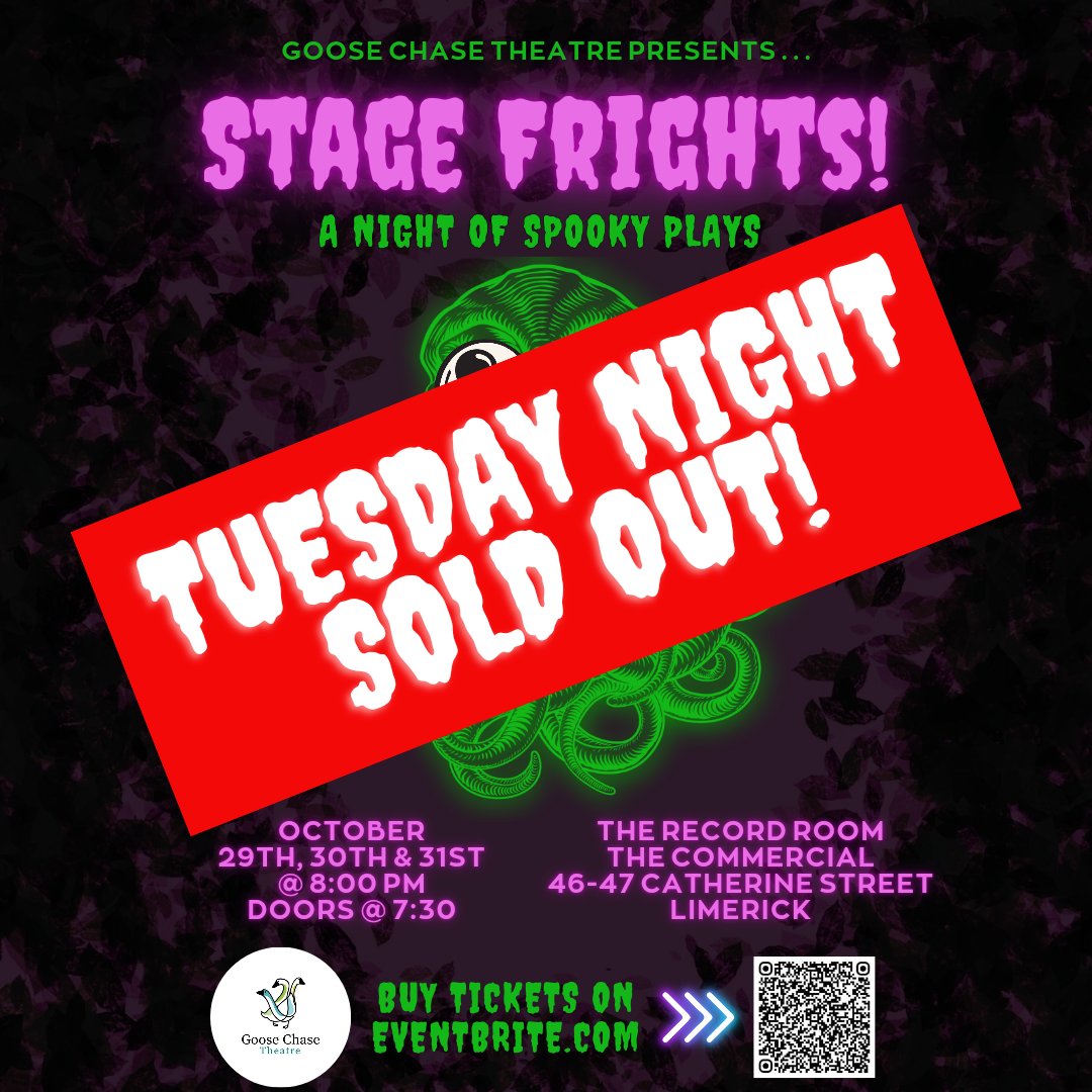We're delighted to announce that our Tuesday night (opening night!) showing of Stage Frights is SOLD OUT. Tickets still available for Wednesday and Thursday at the link: eventbrite.com/e/stage-fright…