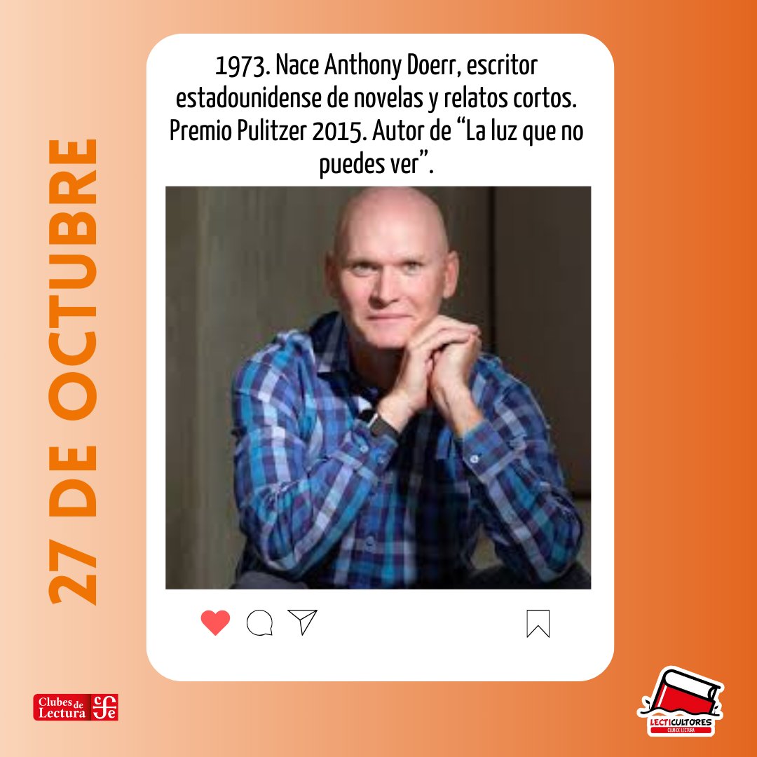 lecticultores's tweet photo. #EfeméridesLiterarias #Efemerides #Escritores #Frases #Libros #Leer #Books #ilovebooks #booklove #AnthonyDoerr https://t.co/HPzaDrxv8p