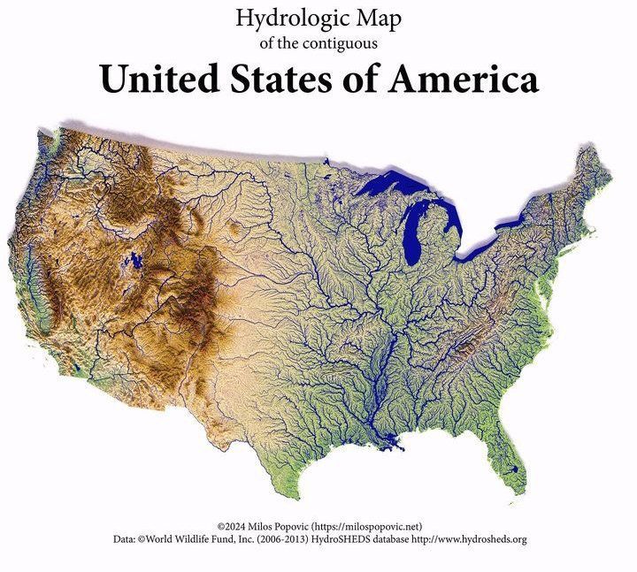 The Hydrologic United States. Much more fun to look at this map than watching US election coverage…