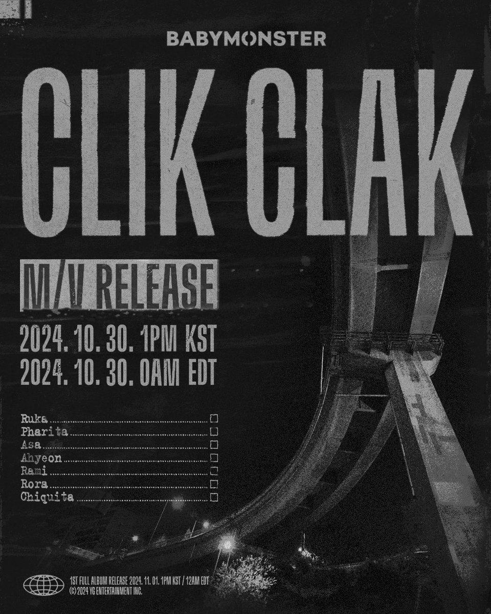 #BABYMONSTER จะปล่อย MV เพลง #CLIKCLAK วันพุธที่ 30 ต.ค. เวลา 11 โมงไทย

- CLIK CLAK เป็น 1 ในเพลงไตเติ้ลของอัลบั้ม DRIP คู่กับ #DRIP

ขนลุกแล้วคุณน้า เพลงแร็ป 7 คนแล้วโปสดาร์คมากกก เบม่อนจะมาแนวไหนลูก 🔥😈
#베이비몬스터