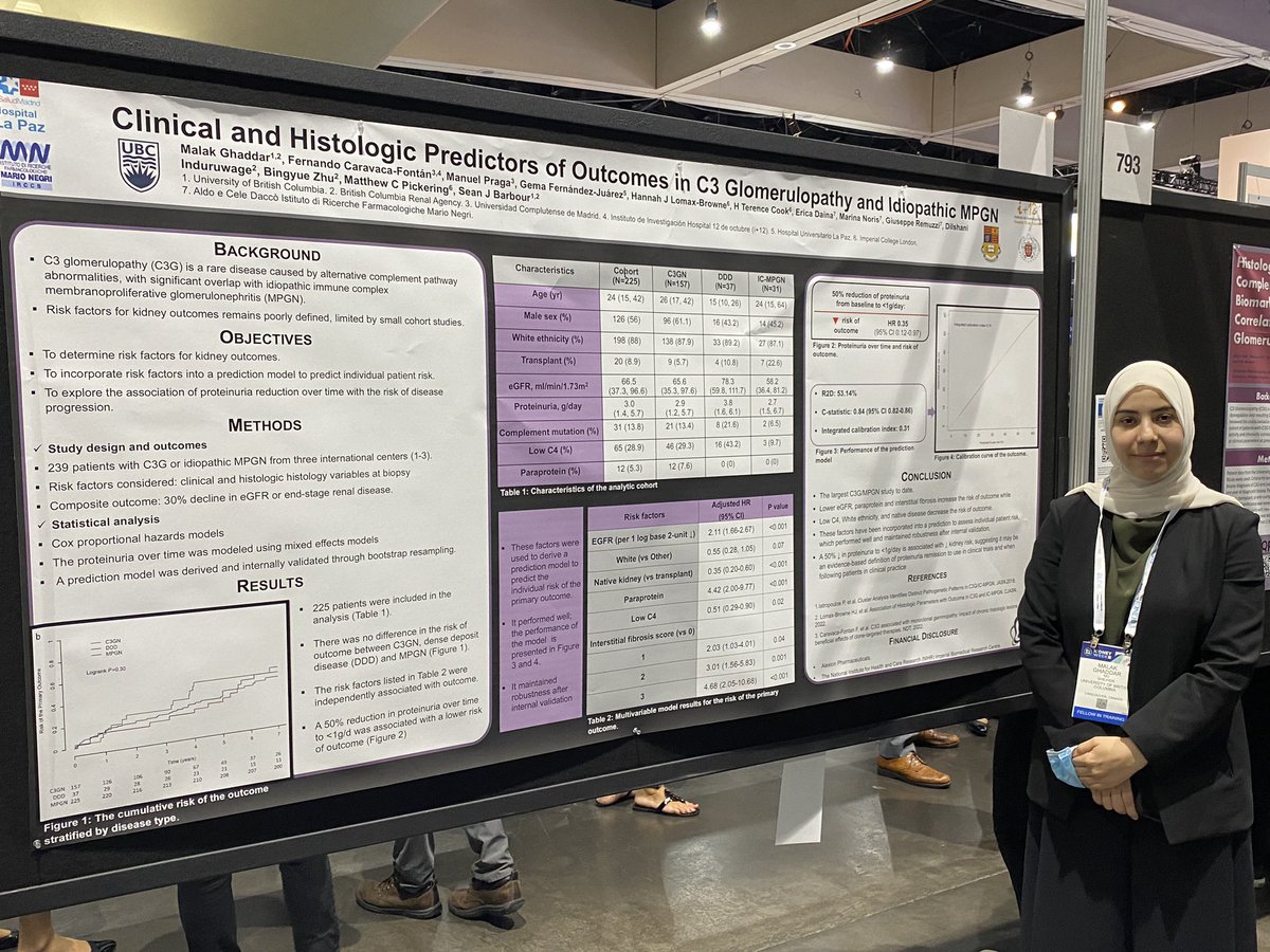 Dr Malak Ghaddar GN fellow from <a href="/UBCNephrology/">UBC Nephrology</a> on prognostic factors in C3G/iMPGN. 

Largest study to date. n = 239

Potential role for proteinuria reduction 50% to < 1g/day as a definition for proteinuria remission. 

<a href="/GhaddarMalak1/">Malak Ghaddar</a> 

#Kidneywk