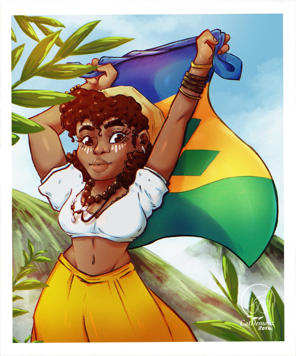 CatDemonz's tweet photo. Happy independence! Like and Share this on Independence Day! Let your friends and family  spread the independence cheer! 🇻🇨

#svgindependence #stvincentandthegrenadines🇻🇨 #stvincent #vincy #art #drawing #artwork  #artist #digitalart  #garifuna #vincyflag #svg784 #nature https://t.co/BSUagX97Jo