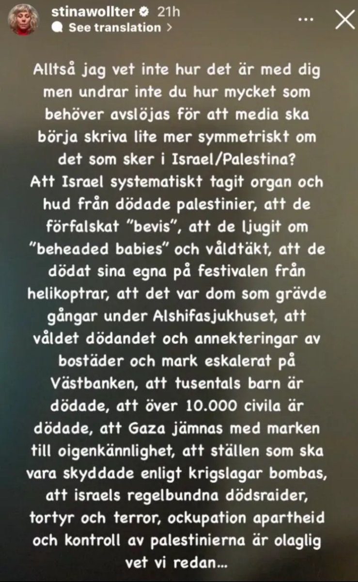 Detta är alltså vad Stina Wollter skrivit....

Vart är lögnerna? 

Sanningen, fakta gör en inte till judehatare, eller antisemit.