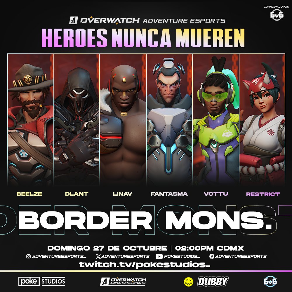 Adventure Esports (@adventuresp0rts) on Twitter photo Los Héroes Nunca Mueren! <a href="/BorderMonsters/">BORDER MONSTERS 😈</a> hace su entrada en #AdventureEsports! A por la victoria! #overwatch #overwatch2 #twitch #esports Los Héroes Nunca Mueren! <a href="/BorderMonsters/">BORDER MONSTERS 😈</a> hace su entrada en #AdventureEsports! A por la victoria! #overwatch #overwatch2 #twitch #esports