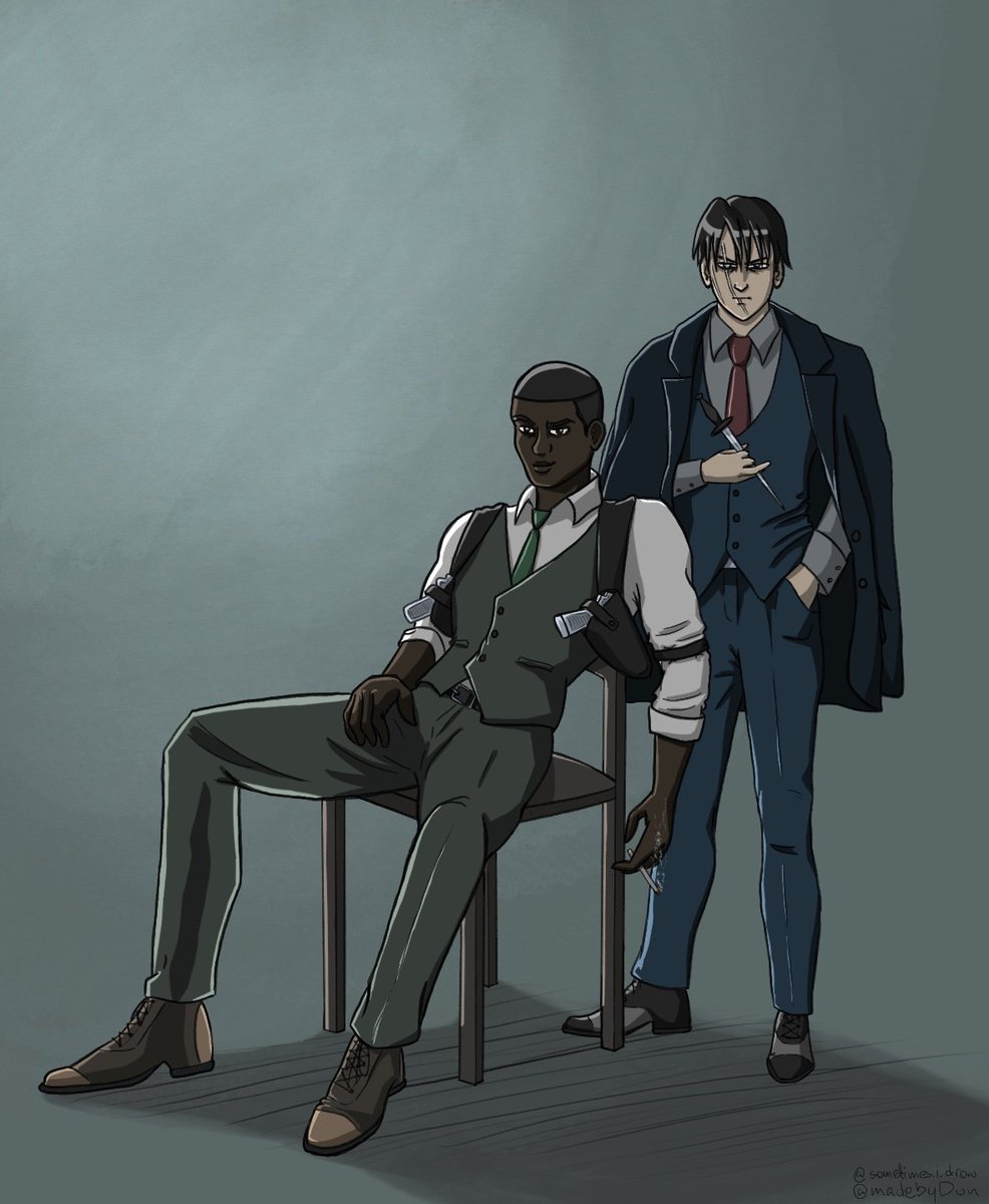 Levi and Onyankopon as mafia - prompt for @pucepinkk for <a href="/AoTAction/">AoT Gotcha for Gaza 📌 DONATIONS CLOSED</a> 🍉 (but i wouldn't be me if I didn't drop in small Eruri reference 🤭 do you see it?)
 #LeviAckerman #Onyankopon #AttackOnTitan #shingekinokyojin