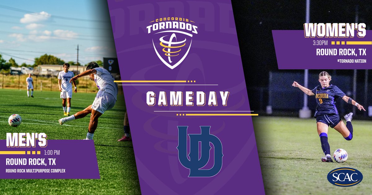⚽️🚨it’s a CTX 𝙂𝘼𝙈𝙀𝘿𝘼𝙔 𝘼𝙇𝙀𝙍𝙏🚨⚽️

<a href="/ctxwsoc/">CTX Women’s Soccer🌪</a> and <a href="/ctxsoccer/">CTXSOCCER</a> returns back to defend the crib in a Sunday afternoon conference battle!!

🆚: University of Dallas
📍: Round Rock,Texas
🏟️: RRMC
📺📊: athletics.concordia.edu

#TornadoNation🌪️