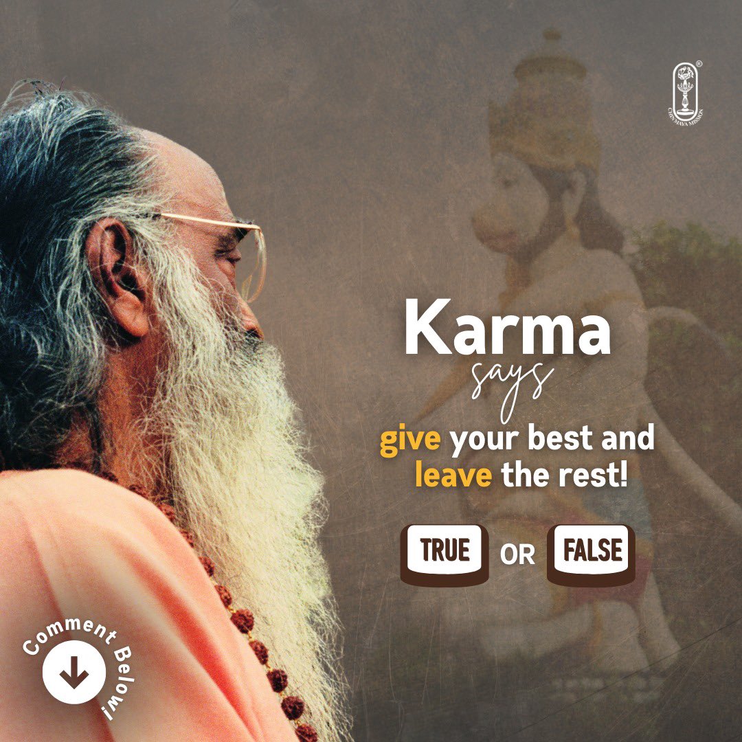 Chinmayananda's tweet photo. True or false? Comment below and tell us what you think!
#chinmayamission #swamichinmayananda #quotestag #quotesandphrases #quotesfortheday #quotespage #quotestolivebyforever #trueorfalse #questionsandanswers #quizinstagram #quizzes #quiznight https://t.co/1WOdLkrhK5
