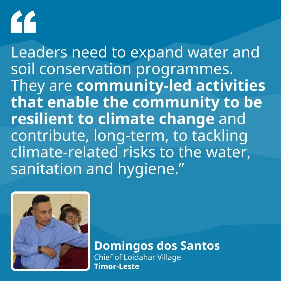wateraid's tweet photo. Domingos dos Santos, chief of Loidahar village in #TimorLeste, has a message for world leaders @COP29_AZ:
๐ชง Expand community-led activities that enable climate resilience ๐ชง
#MyCOPmessage #COP29 https://t.co/lmfIJnxQEu