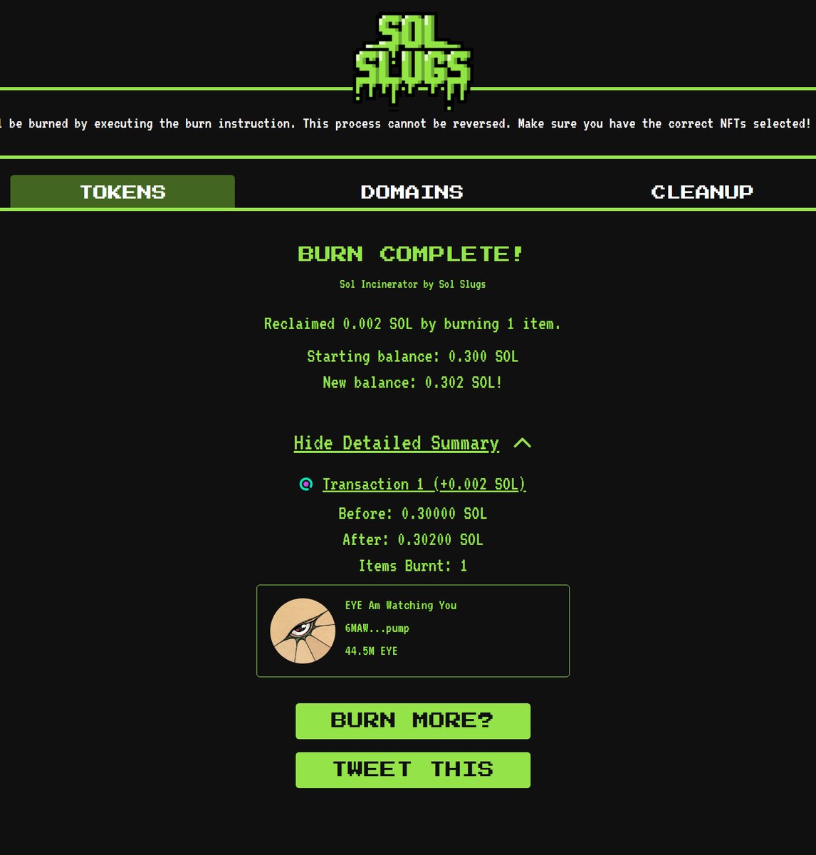 BURNED 100% 200K USD