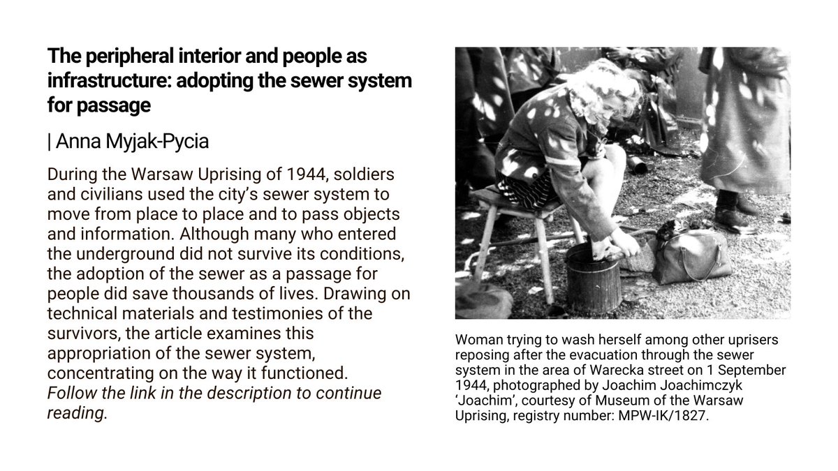 📢 Now online: The peripheral interior and people as infrastructure: adopting the sewer system for passage – By Anna Myjak-Pycia @eth <a href="/ETH/">ETH Zürich</a>_en
tandfonline.com/doi/full/10.10…