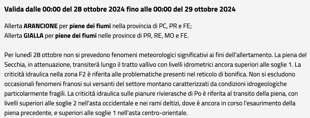 📌 INFO #AllertaMeteoER 151/2024 valida dal 28/10/2024: criticità idraulica. 
➡️ bit.ly/48mkdYI