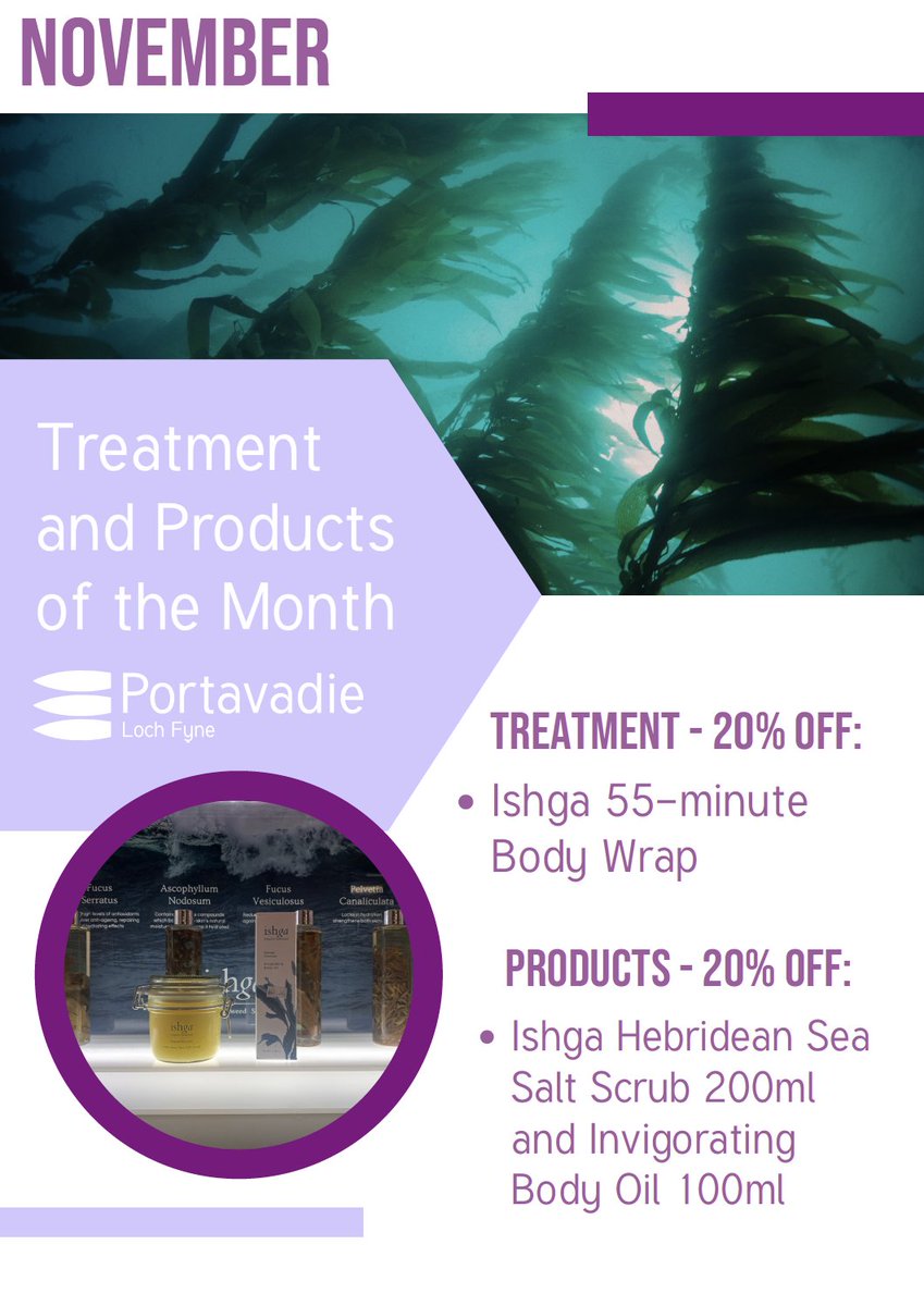 Here's our November treatment and products of the month ✨

Book your treatment now ⬇️
portavadie.try.be/items/66fd12c0…