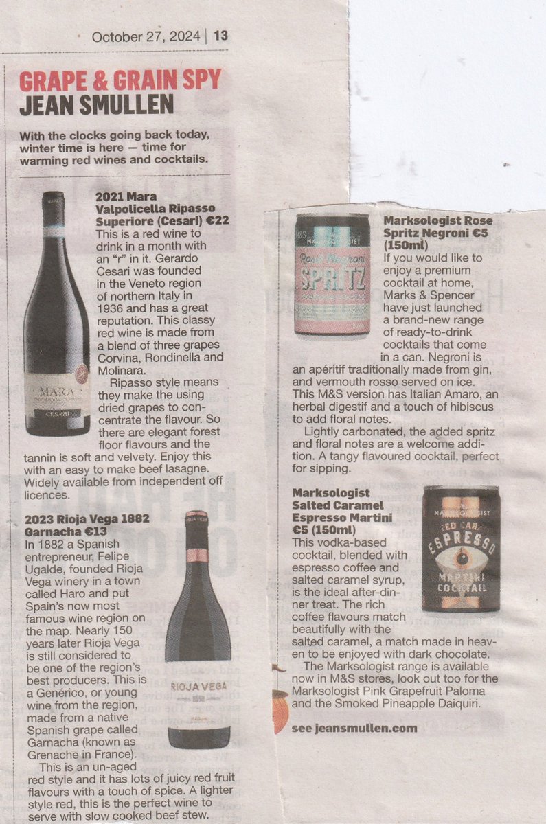 Jean Smullen (@smullenj) on Twitter photo Red wines to be enjoyed on darker evenings and great cocktails from Marks & Spencer! Red wines to be enjoyed on darker evenings and great cocktails from Marks & Spencer!
