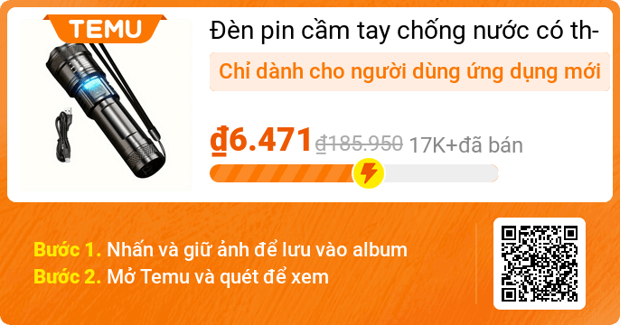 Đèn pin cầm tay chống nước có thể sạc lại bằng USB-C, Nguồn sáng 3 cấp độ, Chức năng sạc dự phòng và Cáp USB đi kèm - Đèn pin LED bền bỉ, chống nước cho công việc ngoài trời và các chuyến phiêu lưu
🎉 Ưu đãi -96%
👉 Link mặt hàng: temu.to/k/uyet8zr2veq