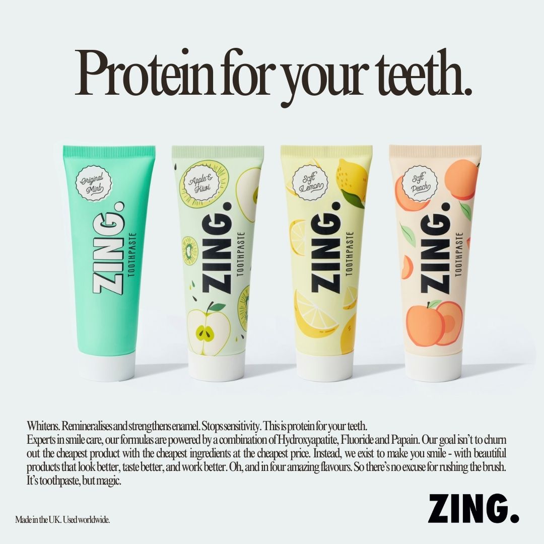 It's protein for your teeth. Whitens. Remineralises enamel. Stops sensitivity. In a single formula.

All in the world's best tasting toothpaste.

Shop now
zingtoothpaste.com