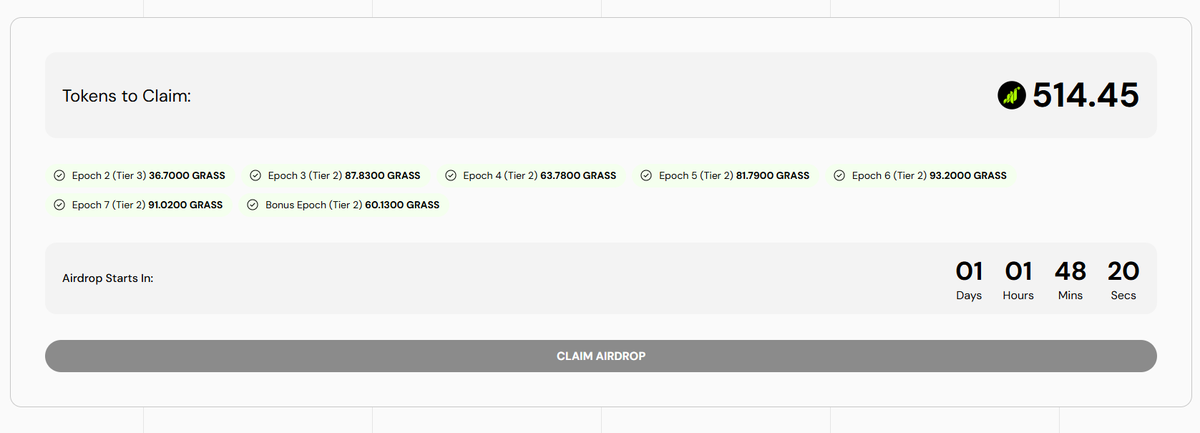 En 24h podremos reclamar el airdrop de $GRASS

Revisad de nuevo vuestra allocation porque han hecho algunos cambios: grassfoundation.io/connect

Se está tradeando a 1$ pre-market

Parece que será incluso mejor airdrop que Scroll 💀😭😭