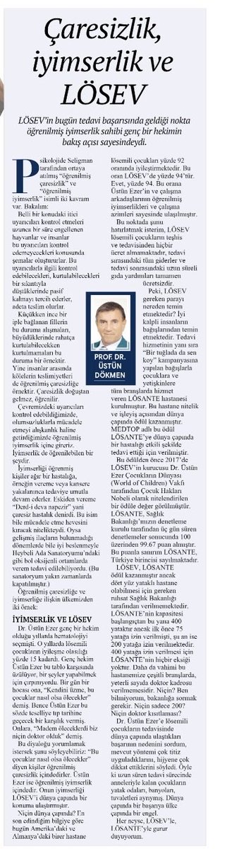GENÇLER İÇİN adaşım 
Prof. Dr. Üstün Dökmen’den  DERS NİTELİĞİNDE MÜKEMMEL BİR YAZI ve YORUM 
 “ Öğrenilmiş iyimserlik ve başarının sırrı “