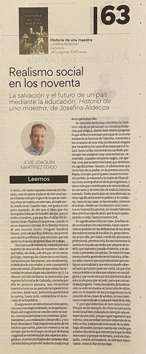 Lecturas para el fin de semana (171). Historia de una maestra, Josefina Aldecoa. La reseña completa en la fotografía adjunta y en Información 27/10/2024 <a href="/UA_Universidad/">Universidad de Alicante UA</a> <a href="/informacion_es/">INFORMACION.es</a> <a href="/ComprensLectora/">Comprensión Lectora</a> <a href="/penguinbolsillo/">Penguin Bolsillo 🐧 📚 #PenguinBolsillo</a>