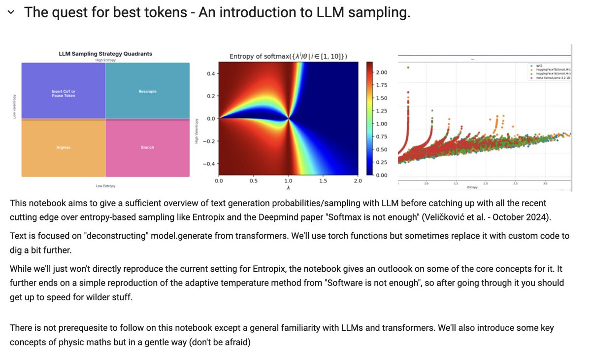 Alexander Doria (@dorialexander) on Twitter photo Releasing my detailed commented introduction to LLM sampling colab.research.google.com/drive/18-2Z4TM… We get back to the basics and slowly build up to a reproduction of the adaptive temperature strategy from "Softmax is not enough" (from <a href="/PetarV_93/">Petar Veličković</a> et al.) Releasing my detailed commented introduction to LLM sampling colab.research.google.com/drive/18-2Z4TM… We get back to the basics and slowly build up to a reproduction of the adaptive temperature strategy from "Softmax is not enough" (from <a href="/PetarV_93/">Petar Veličković</a> et al.)