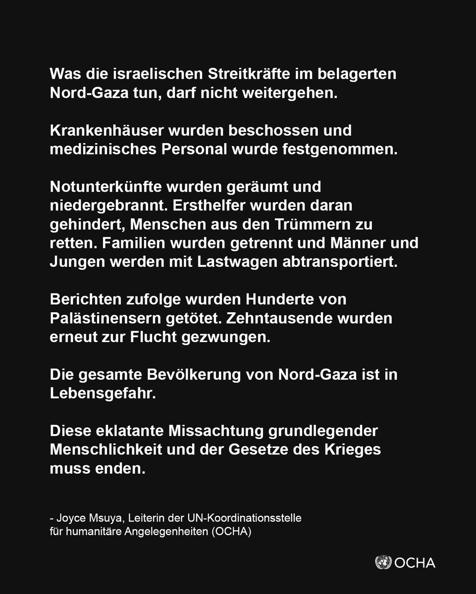 Tarek_Bae's tweet photo. „Die gesamte Bevölkerung von Nord-Gaza ist in Lebensgefahr.“ Das sage nicht ich, das sagt die UN. https://t.co/ok8W5sEFdM