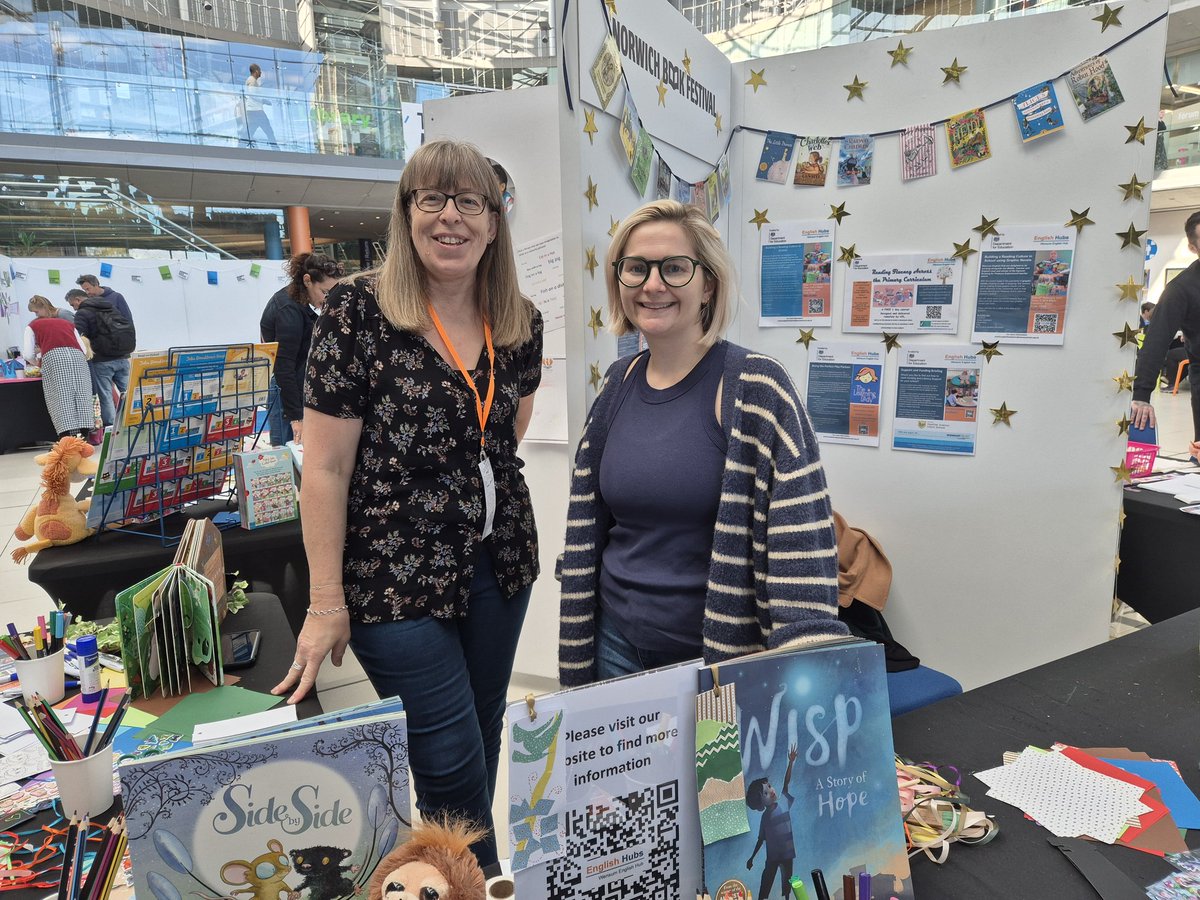 Day 2 meeting the fabulous people of Norwich at the <a href="/BookFestNorwich/">Norwich Book Festival</a> 
Some of the team have been busy helping children make book marks and spreading the word about the wonderful work we do at the English Hub ❤️👏
#DreamTeam #HalfTerm #school #Teacher #reading #books