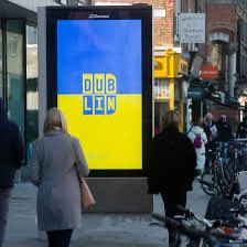 Last year the whole of Dublin was decked out in Ukraine flags as they faced Russian aggression (but assisted by the west).

Even advertising signs…

Now we have a slaughter of Palestinians armed by the west.

Yet none of this for Palestine - why? 

Who decides &amp; who paid for it?