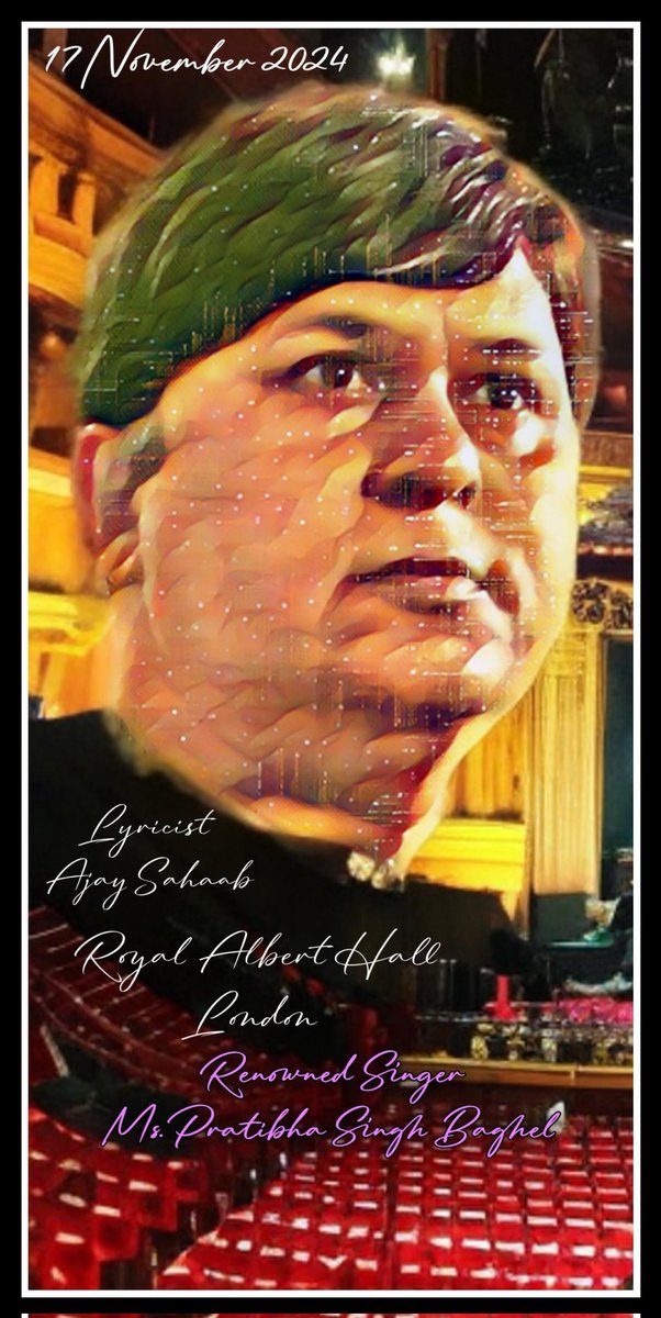 AjaySahaab's tweet photo. Your beloved writer lyricist Ajay Sahaab goes to world's most prestigious Royal Albert hall where only few towering Indian artists have performed by far 
 #ajaysahaab #royalalbert #UrduPoetry #ghazals #ptatibhasinghbaghel #sufiscore https://t.co/40LcnMih6s