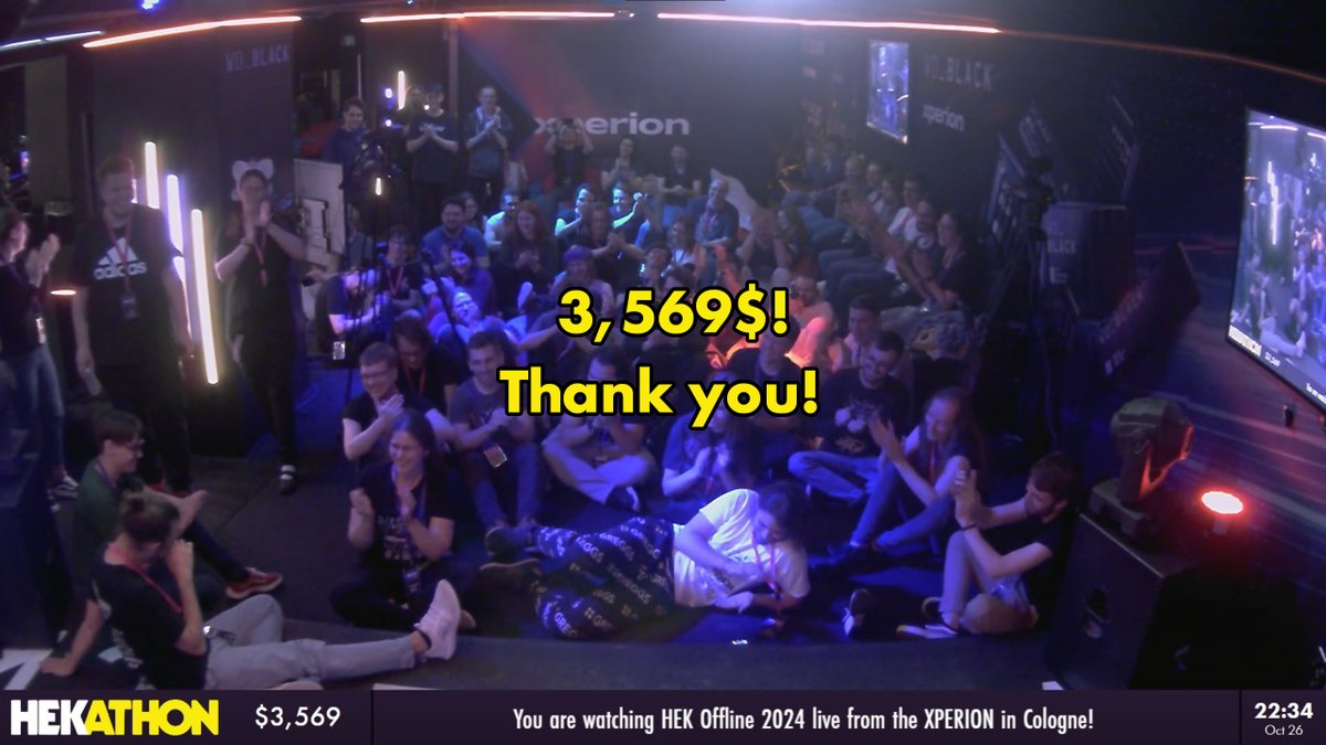 HEKathon Offline 2024 is now over, we managed to gather $3,569 for <a href="/Alzheimerfonden/">Alzheimerfonden</a> in those three days! Thanks to everyone who donated, who watched and who participated!

Big shoutouts to <a href="/xperion_germany/">XPERION</a>  <a href="/esamarathon/">ESA Speedrunning Events</a> and <a href="/MoonflowMedia/">Moonflow Media</a> for helping us with this!

You guys rock!
