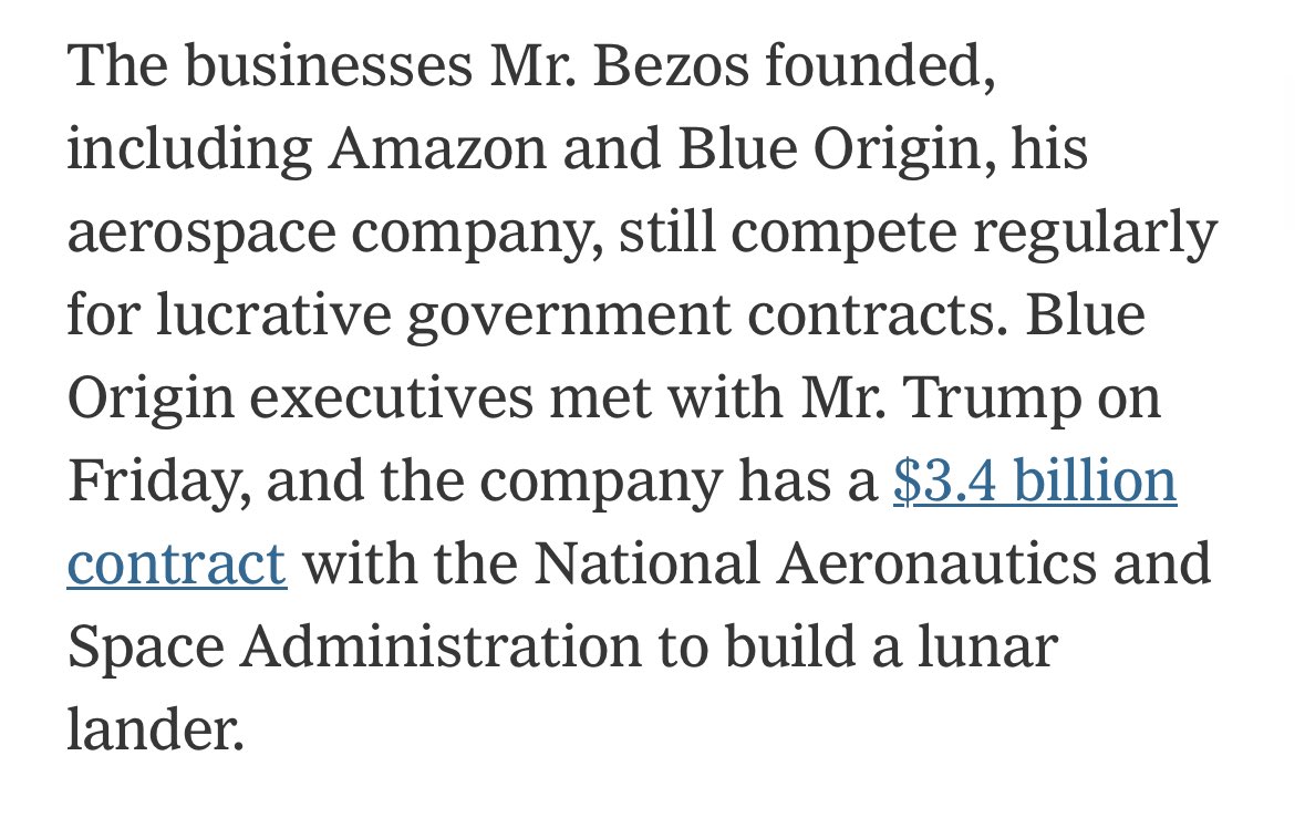Executives at a major Bezos-owned company seeking federal contracts met with Donald Trump on Friday, the same day The Post announced it would not make a presidential endorsement.