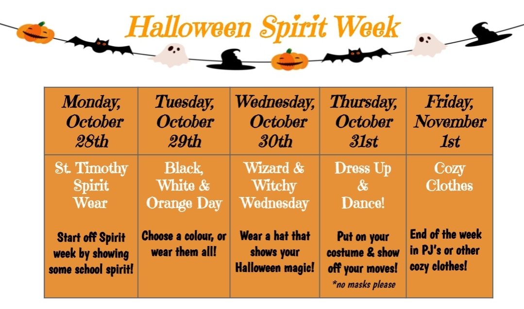 Dzikowski8's tweet photo. Welcome to Spirit Week! 🎃🧙‍♀️ 👻 
Please make the one time cost of $10 for the Bundle of Fun on School Cash Online and join in https://t.co/53ThC7HImj