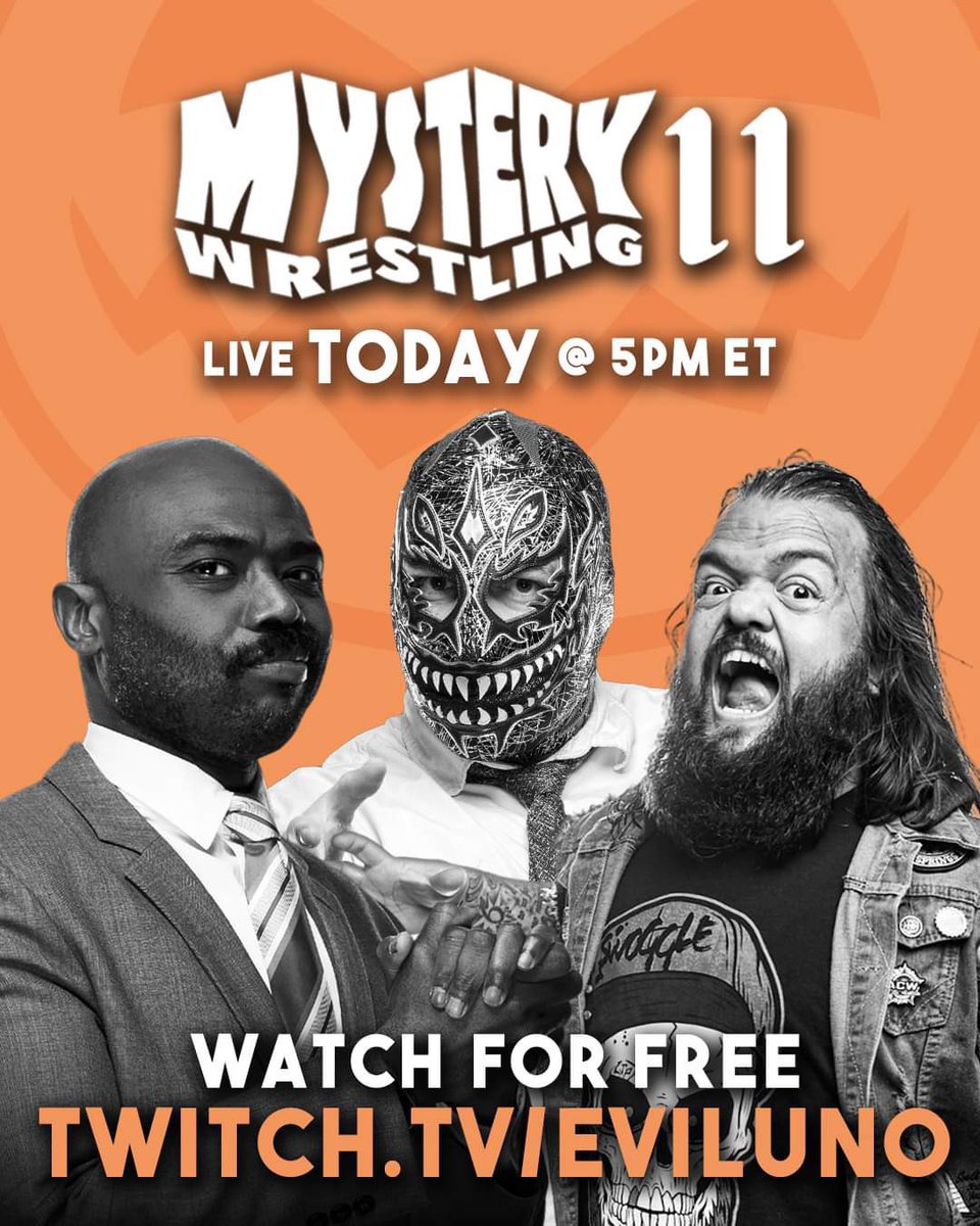 Mystery Wrestling 11 is LIVE today and you can watch for FREE!

Show stars at 5pm eastern:
twitch.tv/eviluno