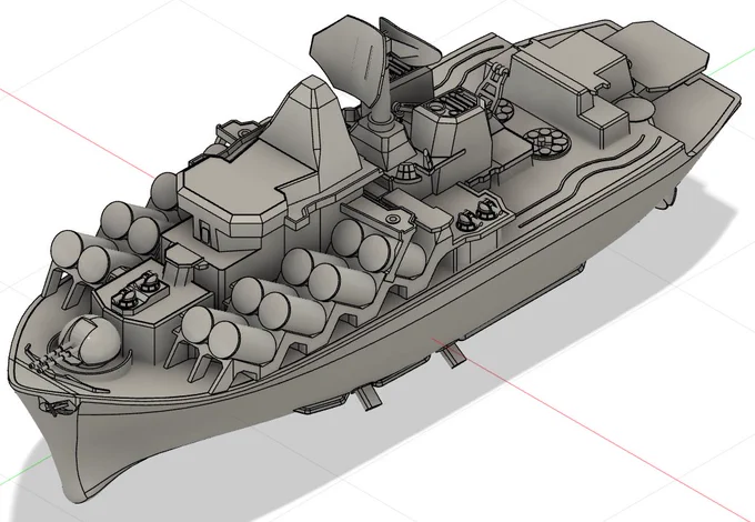 ヘリ格納庫のドア、クレーン、ペアレーダーなどなど…結構まとまった時間が取れたので割と進みました。#スラヴァ級 